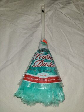 Vintage Green Feather Duster 1960s New In Original Packaging Mid Century